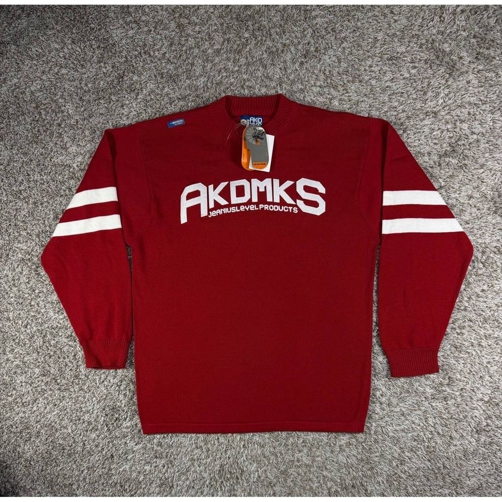 Vintage Akademiks Y2K Red Crewneck Sweatshirt Logo Varsity Streetwear XL